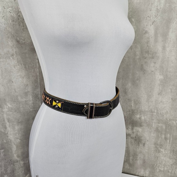 Gap Womens M Leather‎ Belt Western Style Colorful Accents Fashion Belt Boho Belt - Picture 2 of 7